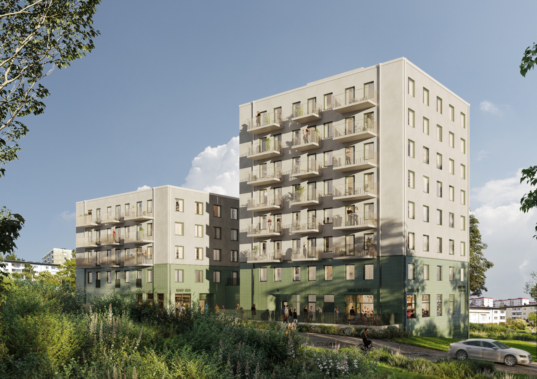 Visualisering av fasad mot gata